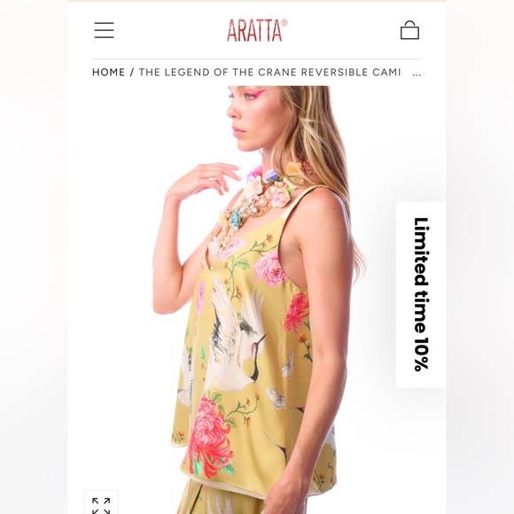 NWTCurrent Collection ARATTA Yellow Legend of the Crane Reversible Cami Top - Picture 7 of 16